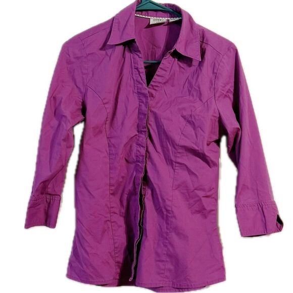 Purple Lightweight Shirt Jacket with Pointed Collar - Picture 1 of 5